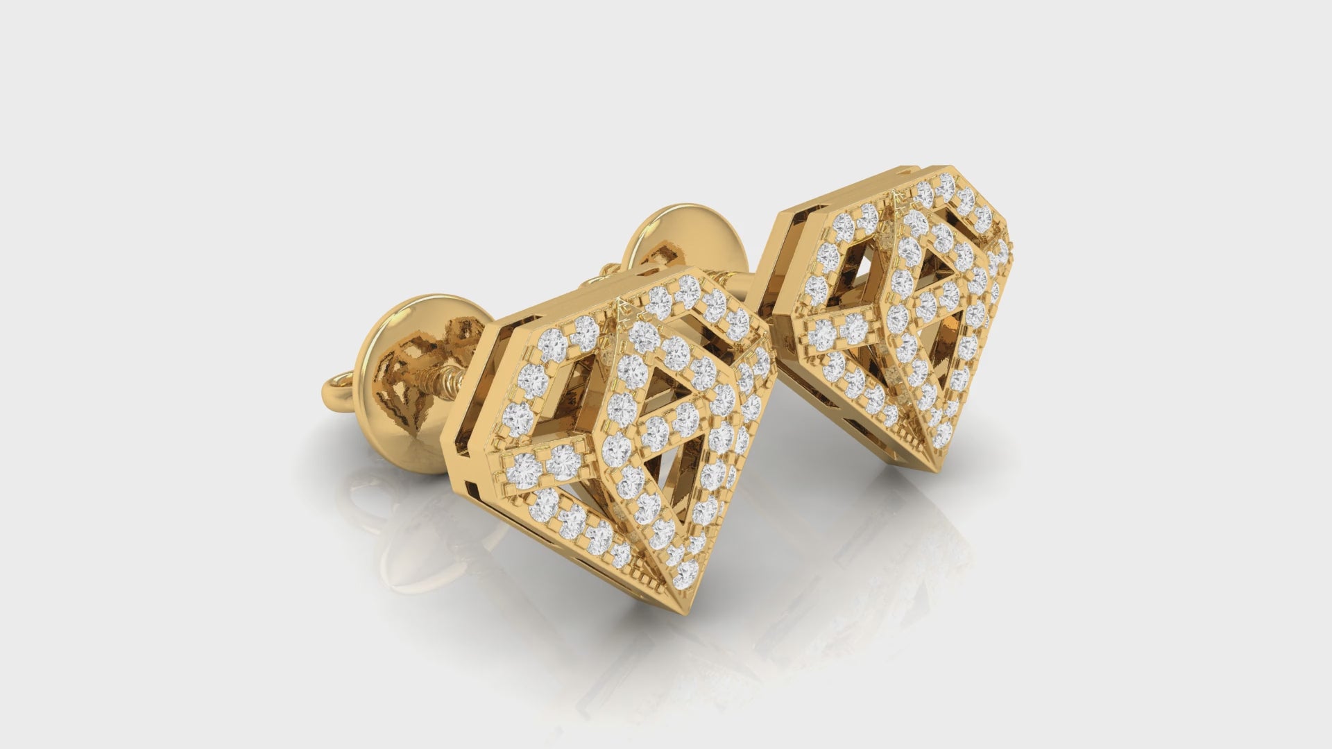 0.25Ct Round Diamond Yellow Gold Diamond Shape Earrings