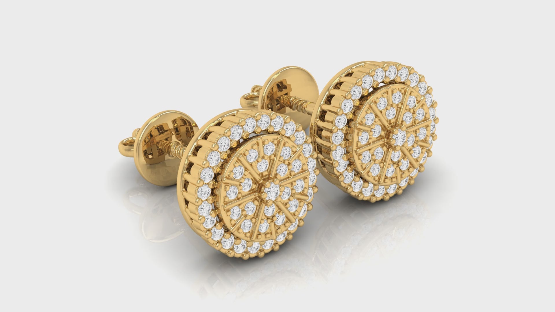 0.18Ct Diamond Yellow Gold Round Stud Earrings