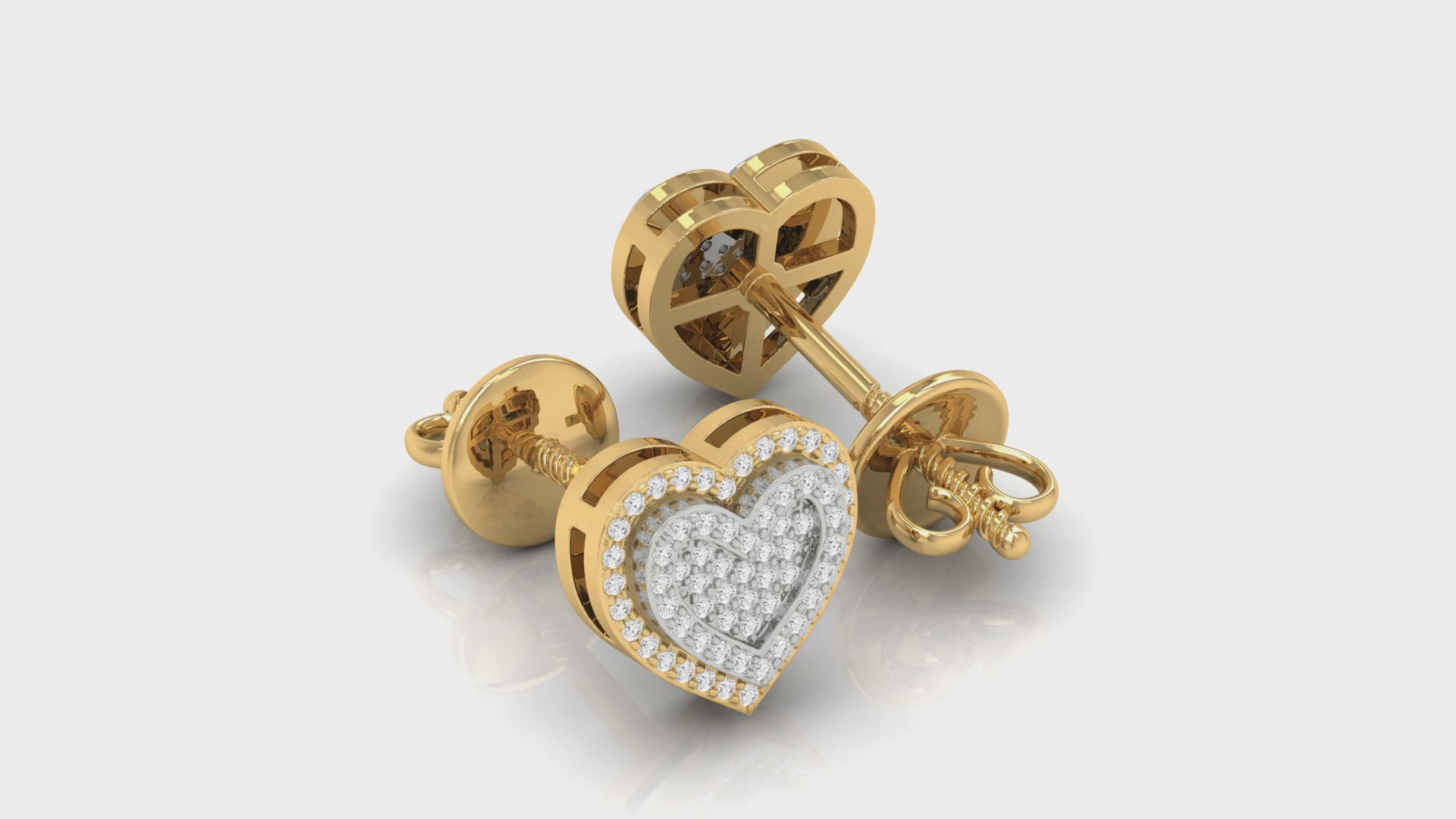 0.25Ct Diamond Yellow Gold Heart Stud Earrings