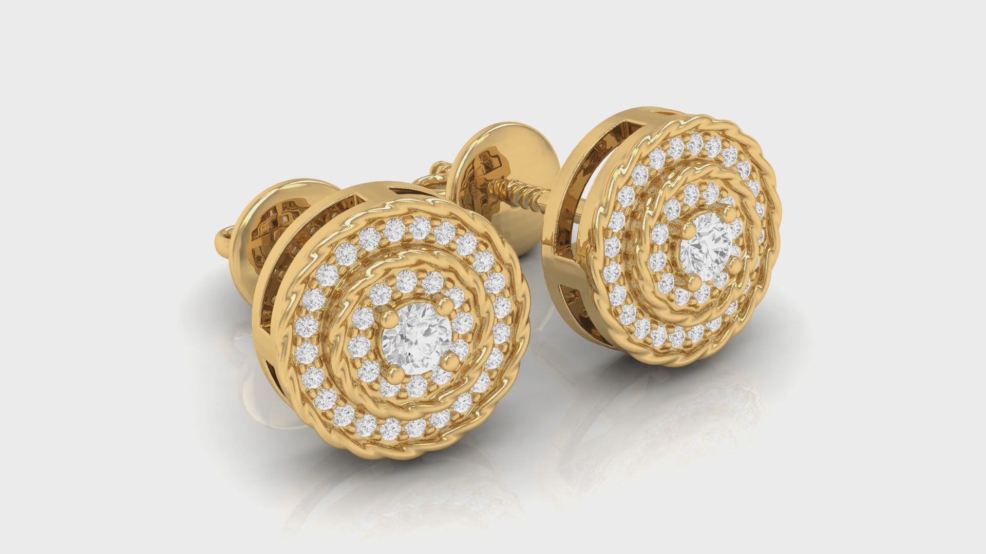 0.22Ct Round Diamond Yellow Gold Stud Earrings