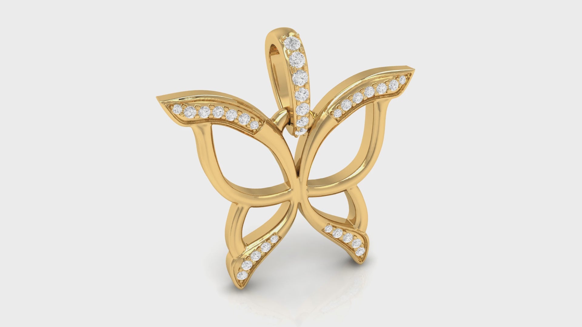 Yellow Gold Round Diamond Butterfly Pendant