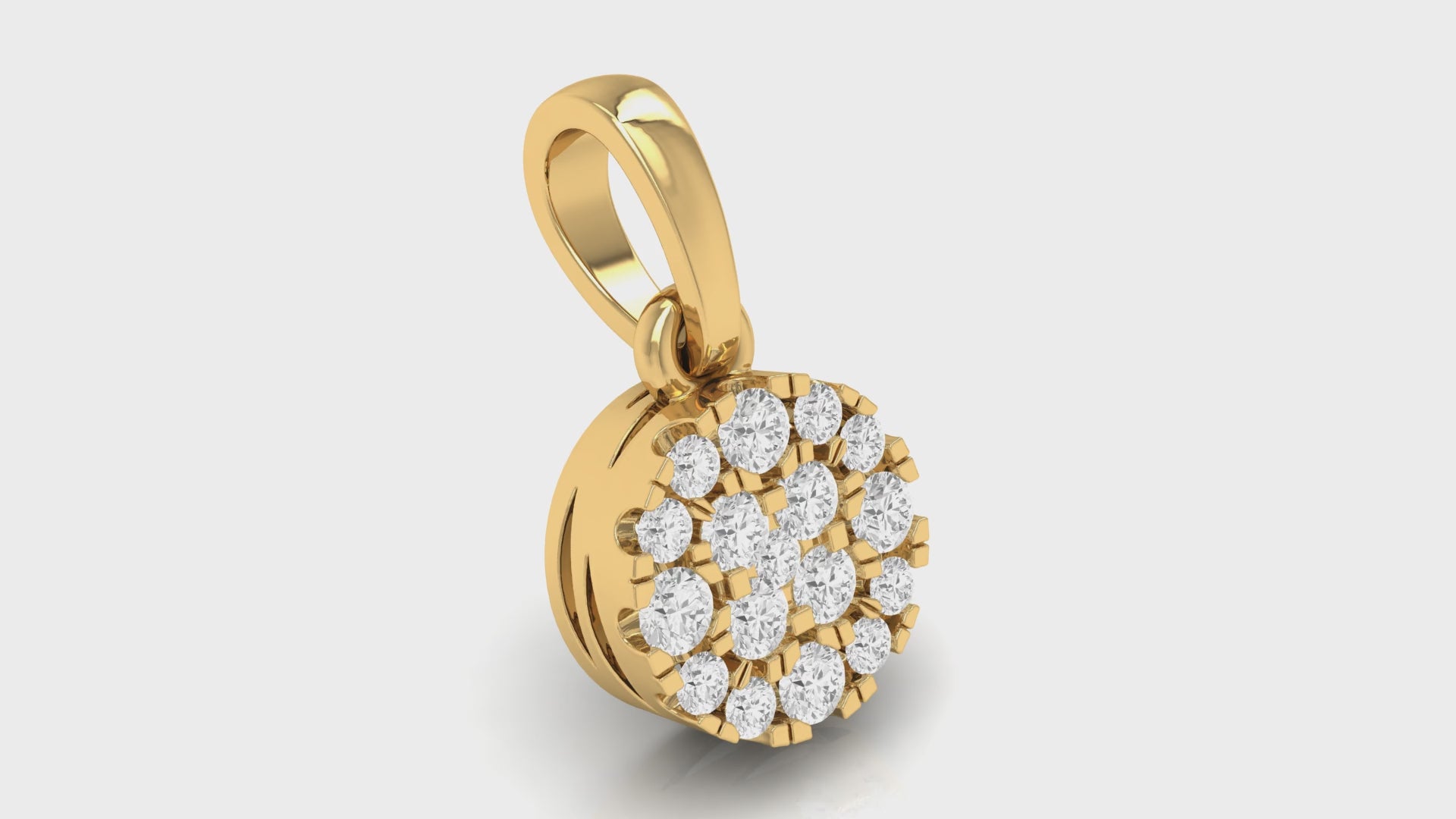 Yellow Gold Round Diamond Disk Pendant For Women's