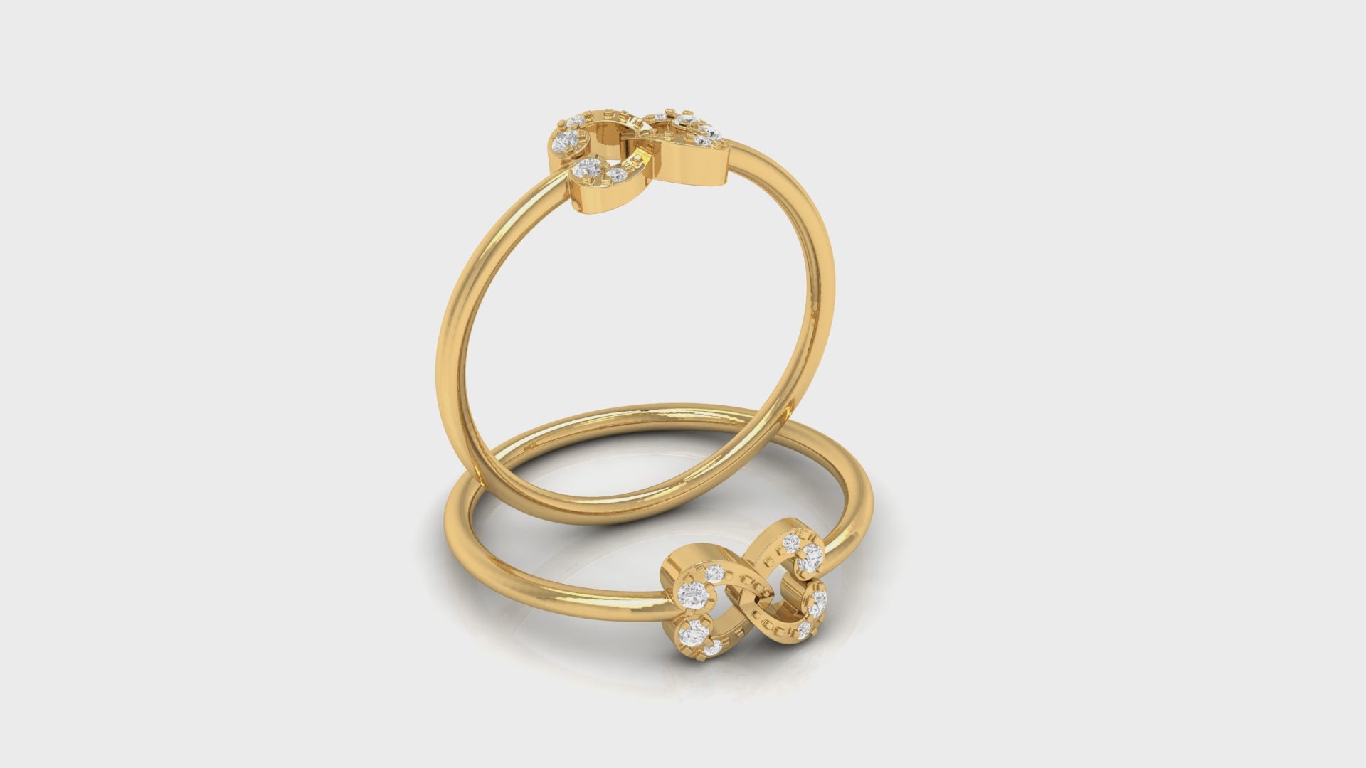 Yellow Gold Double Heart Diamond Ring by Demira Jewels