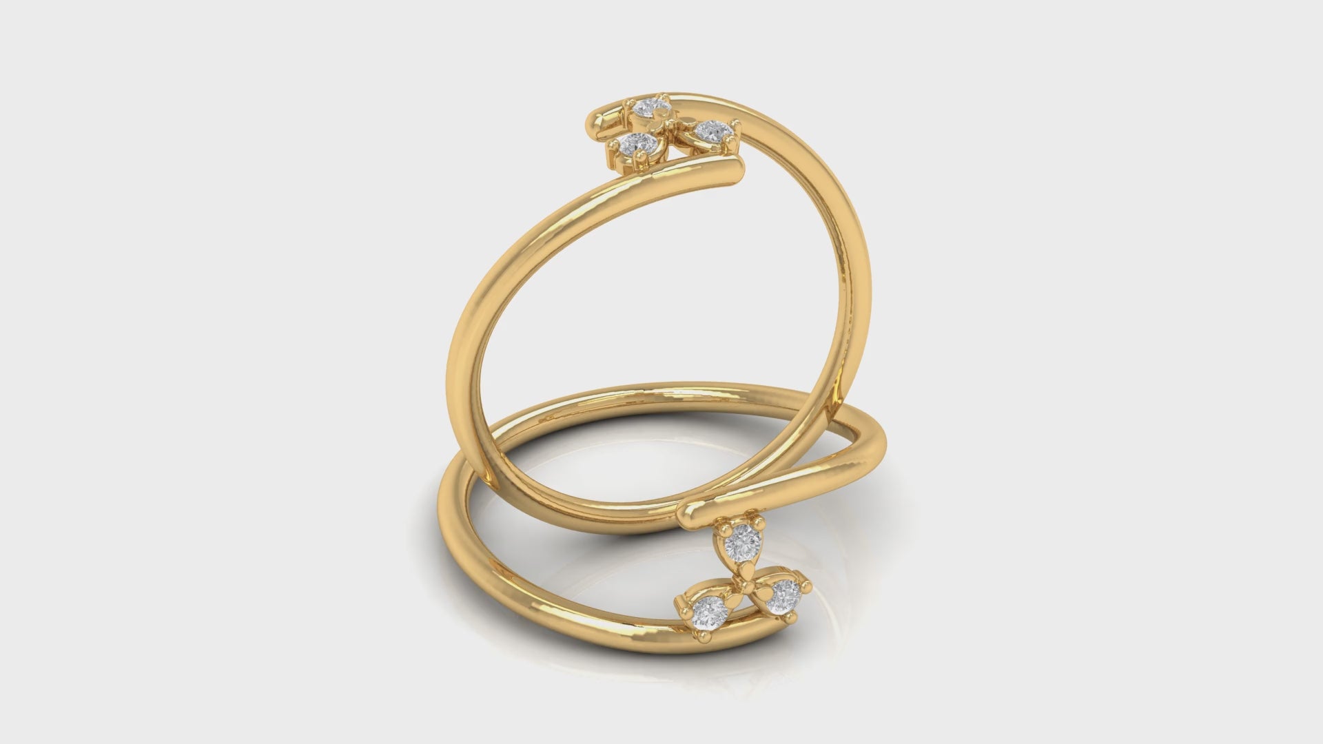 Yellow Gold Three Stone Diamond Ring For Women's