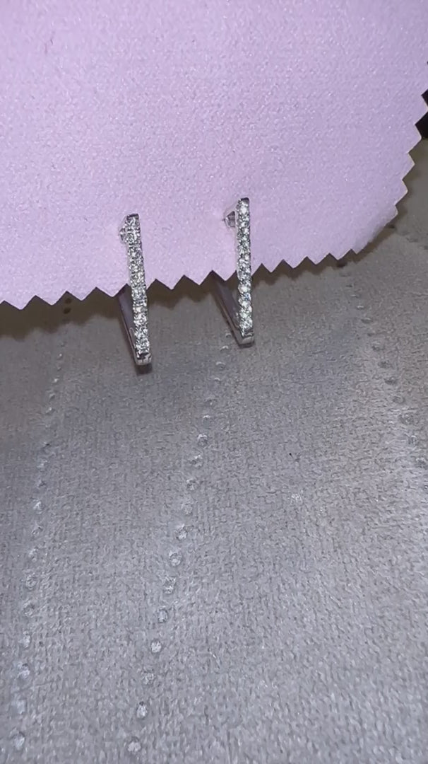 Rose Gold Round Diamond Triangle Hoop Earrings