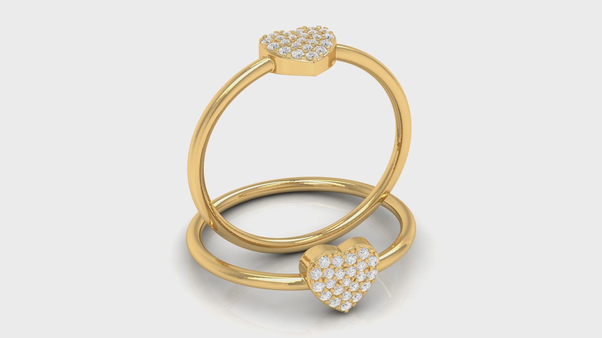 0.10Ct Round Diamond Yellow Gold Heart Ring For Women's