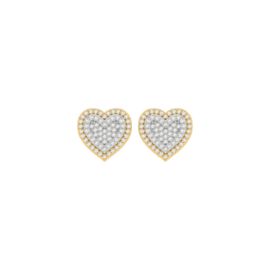 0.25Ct Diamond Yellow Gold Heart Stud Earrings